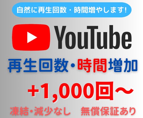 YouTube再生数1000回＆再生時間増やします ☆高品質☆減少補償☆再生数+100回サービス中！ イメージ1