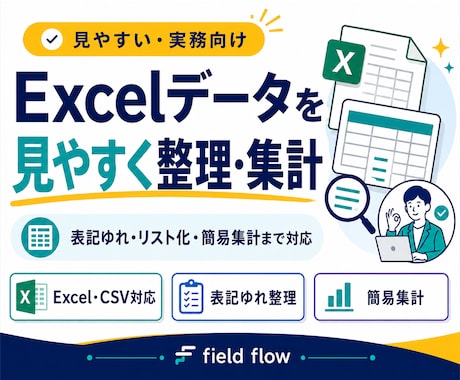 Excelデータを見やすく整理・集計しますます 表記統一・リスト化・簡易集計まで対応 イメージ1
