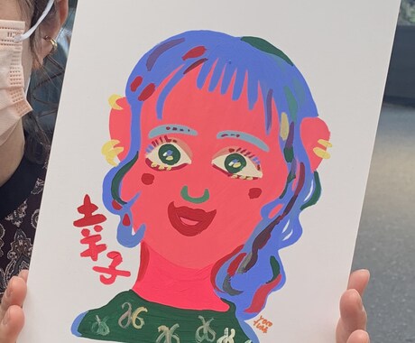 ポップビビット「絵具」で描く！似顔絵描きます プレゼントやお部屋のインテリア、記念品として！ イメージ2