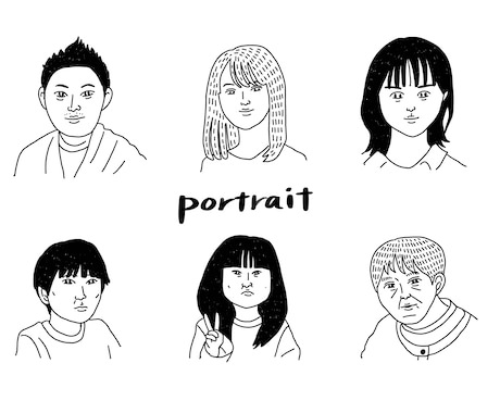 シンプルでゆるい線画の似顔絵かきます
