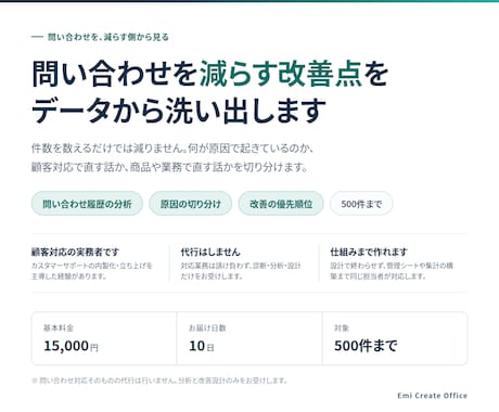 問い合わせを減らす改善点を洗い出します 問い合わせ履歴を分析し、原因と優先順位を整理 イメージ1