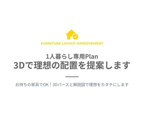 モニター｜1人暮らし｜3Dで理想の配置を提案します お持ちの家具でOK！3Dパースと解説図で理想にカタチします！ イメージ2