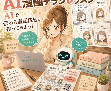 AI漫画チラシ作成を教えます 初心者向けにマンツーマンでサポート イメージ1