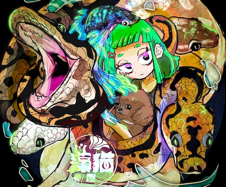 商用歓迎◆イラスト◆描きます 犬ねこ　メダカ　ヘビ　アガベなど動植物の絵はいかがですか？ イメージ2