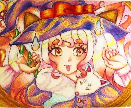 丸型の紙コースターやミニ色紙に可愛い女の子描きます あなただけの可愛い、カラフルなイラストを作成します イメージ1