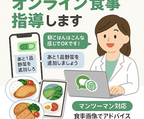 ライフスタイルに合わせてダイエットをサポートします 1ヶ月限定！食べて痩せる！オンライン食事指導！ イメージ1
