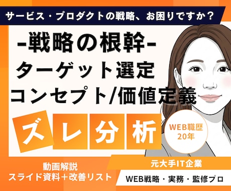 戦略ズレ分析｜元大手ITプロが事業の歪み特定します ターゲット・コンセプトの「ズレ」を1週間で徹底分析します イメージ1