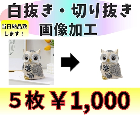 即日納品！低価格！商品画像の白抜き、切り抜きします 最短１時間～3時間で納品します。 イメージ1