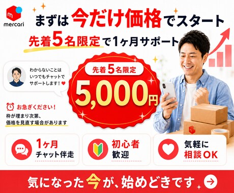 メルカリの基礎的な販売テクニックを教えます 初心者の方や副業として取り組み始めている方におすすめです イメージ1