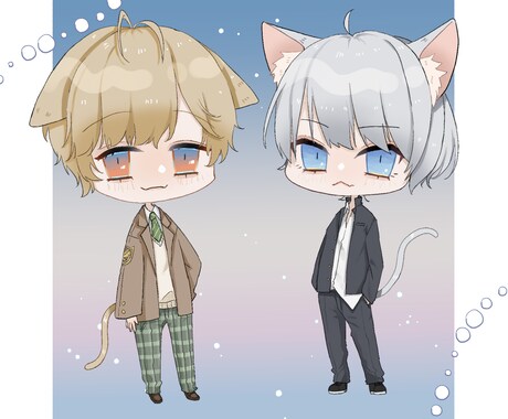 ゆる可愛いデフォルメ（SD）キャラお描きします 商用利用込み！表情差分4種類（喜怒哀楽）プレゼント！ イメージ2