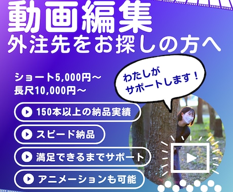動画編集の外注先をお探しの方をサポートします あなたのビジネスを加速させる、映像のパートナー！ イメージ1