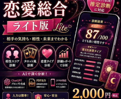 恋愛総合診断ツールを販売します 恋愛傾向と相性をAIで深掘り分析 イメージ1