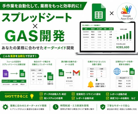 GASでスプシ業務を効率化します 面倒な集計・転記・通知を自動でこなします イメージ2