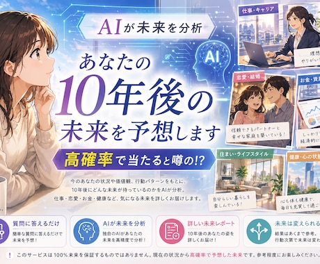 あなたの10年後の予想をします あなたの10年後を、高確率で未来予想。 イメージ1