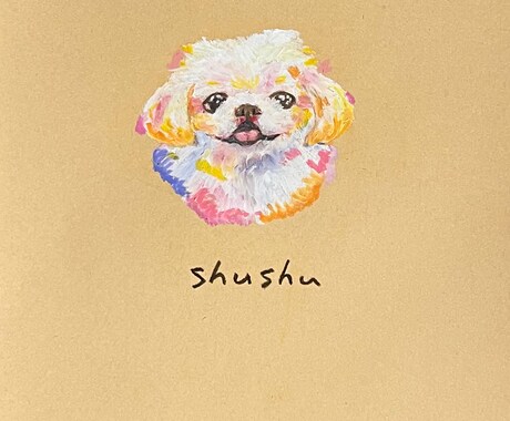 顔のみ / 大切な愛犬の似顔絵を描きます ご家族の好きな色で愛犬の似顔絵を手描きでお届けします イメージ2