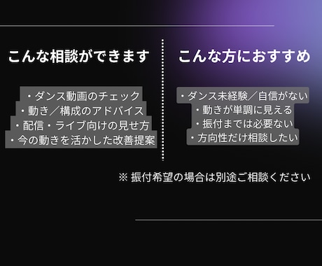 VTuber・Vライバー向け｜ダンスの相談のります 配信・ライブ向けの動きの相談や見せ方の相談のります イメージ2