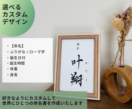 カスタム可能⭐️【ハガキサイズ】命名書を作ります 《文部科学大臣賞受賞歴あり》大切なお子さんへ最初の贈り物に。 イメージ2