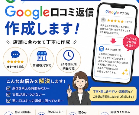 Google口コミ返信20件を丁寧に作成します お客様に伝わる誠実な返信をご提案します イメージ1