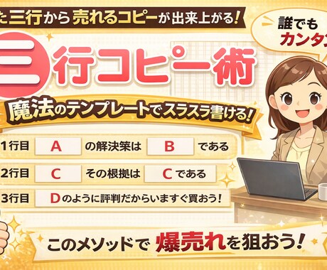 たった三行の文から売れるコピーを作る方法を教えます 理屈は後回しですぐ書けるようになりたい人のための簡単コピー術 イメージ1