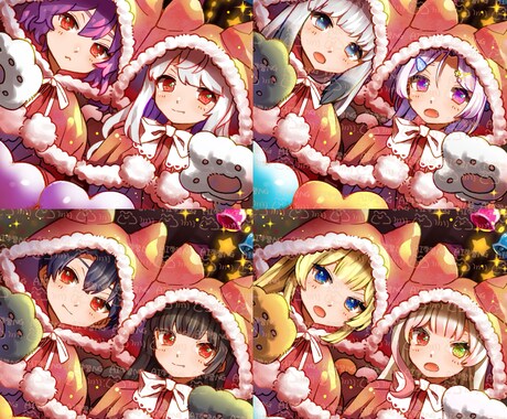 クリスマス量産イラストお描きします オリジナル衣装｢ネコサンタ｣で可愛くおめかしさせます★ イメージ2