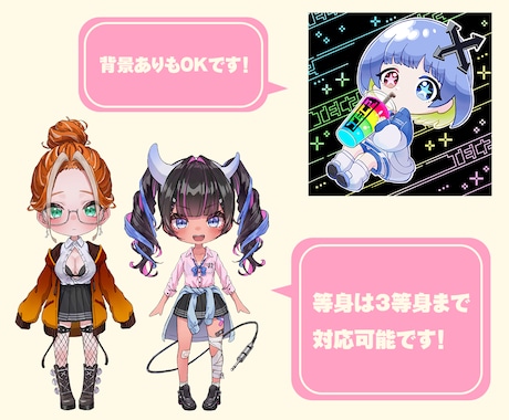 愛らしいSDイラスト制作いたします SNS等で使用できる可愛いSDイラスト制作いたします イメージ2