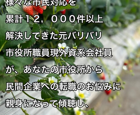 公務員→民間(特に外資系)への転職相談を承ります 市民対応累計12,000件以上元市役所職員が傾聴します。 イメージ1
