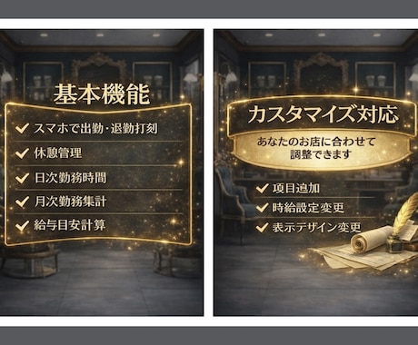 スマホで使えるシンプル勤怠管理システム作ります 小規模店舗向け｜お店の世界観で作る「ぽちっと勤怠」 イメージ2
