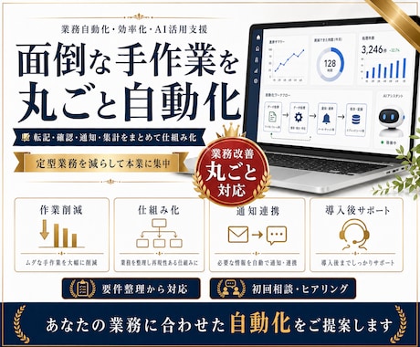 面倒な手作業をAIで自動化します 転記・確認・通知・集計を仕組み化 イメージ1