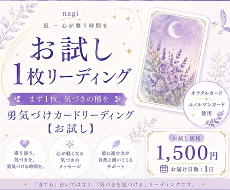 お試し1枚リーディングいたします まず1枚、気づきの種を | 勇気づけカードリーディング イメージ1