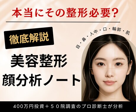 プロがあなただけの整形顔分析ノートをお作りします コンプリート版 | あなたの全顔パーツを徹底的に総合診断 イメージ1