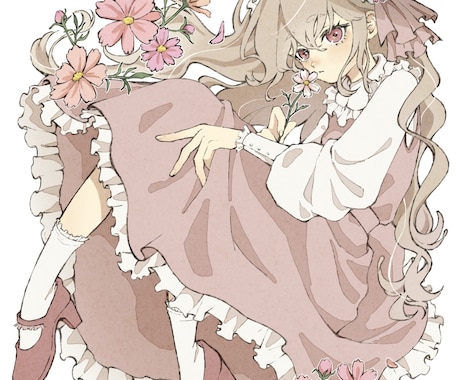 淡くて柔らかな雰囲気のあるイラストを描きます 女の子の髪とお花やフリルを描くのが大好きです！ イメージ1