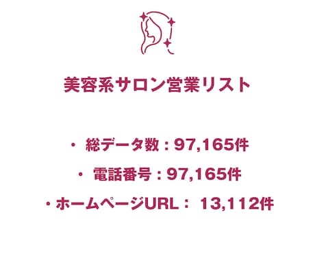 美容系サロン営業リストを即納します 97,165件｜美容系サロン店舗データ 電話・URL情報含む イメージ2
