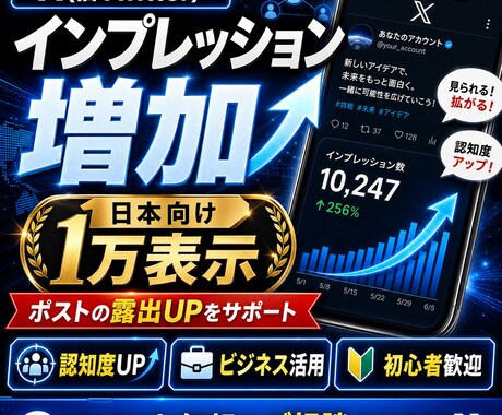 X〈Twitter〉のインプレッションを増やします 日本地域から10,000インプレッション増加サポート！ イメージ1