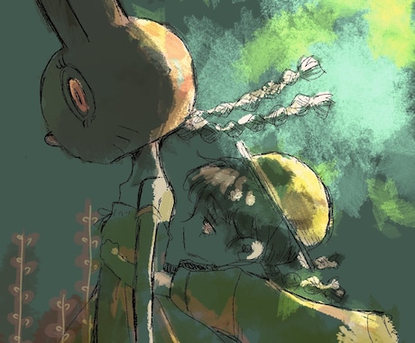 機械で描く手描きの質感。詩的な人物イラスト描きます あなたの「世界観」を、一枚の芸術へ。 イメージ2