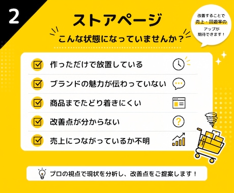 Amazonストアページを診断し改善提案します 売上・回遊率アップにつながる改善ポイントを診断 イメージ2