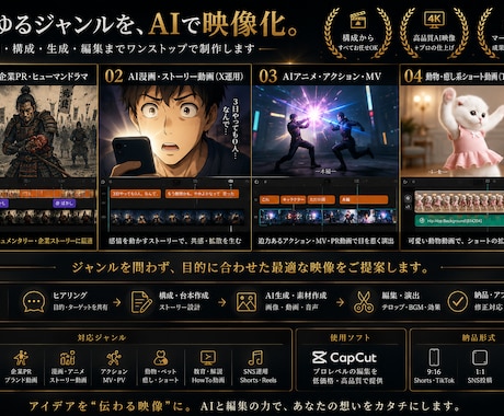 AI動画(ショート)・AI漫画・歌MV制作致します 歌詞・楽曲制作・MV制作まで対応致します。 イメージ2