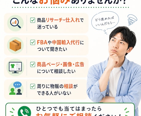 Amazon中国輸入の悩みを一緒に考えます 現役セラーと物販の悩みを気軽に話しませんか？ イメージ2