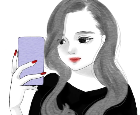 鏡越しの自撮りイラストを描きます イメージ1