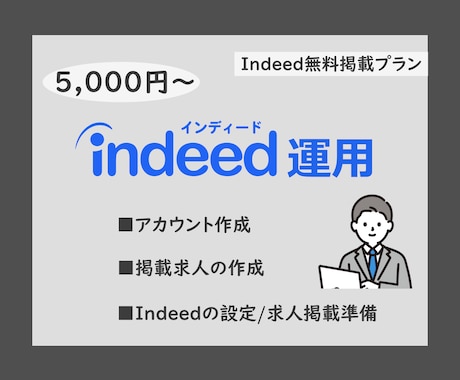 Indeed無料掲載で採用のお手伝いをします ～アカウント作成・求人作成・Indeed掲載開始まで対応～ イメージ1