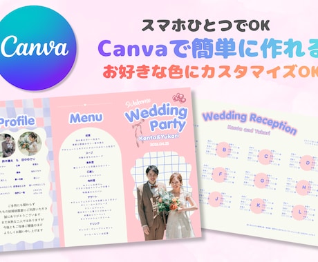 韓国POPな三つ折りプロフィールブックが作れます 三つ折りタイプCanvaテンプレートを納品 イメージ1