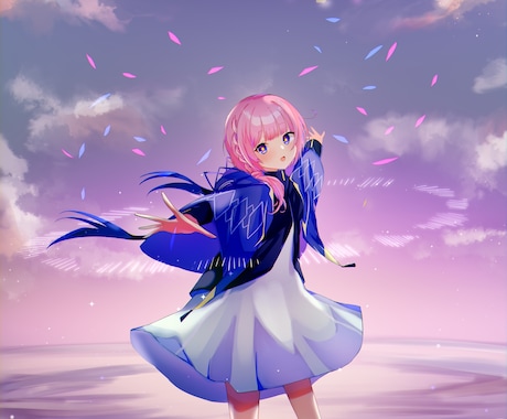 キラキラかわいい女の子や空10,000円〜描きます 歌ってみたイラストや、キラキラ涙！海！空！描きます！ イメージ2