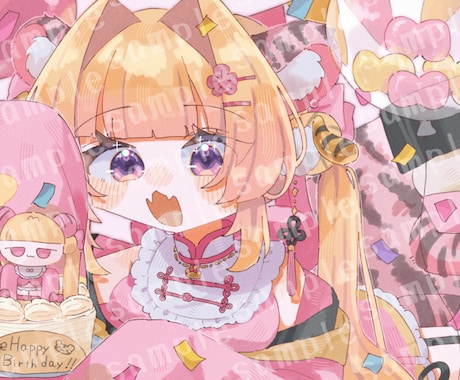 商用利用OK！歌みたサムネ,1枚絵など描きます ゆるふわに,可愛く仕上げます！SD等身いろいろ イメージ1