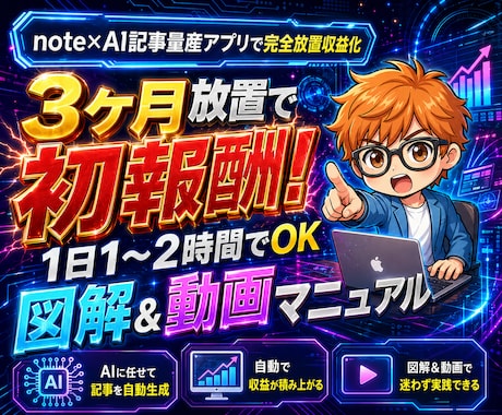 note×AI記事量産アプリで完全放置収益化します 3ヶ月放置で初報酬！1日1〜2時間でOK図解＆動画マニュアル イメージ1