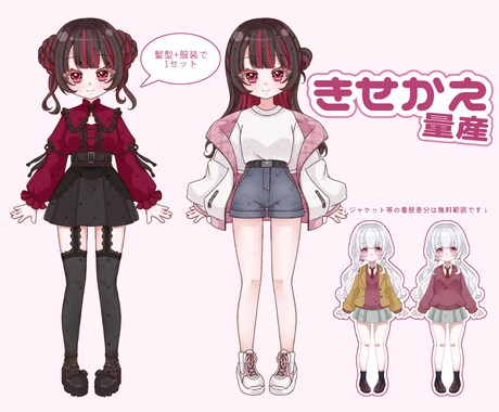 デフォルメ着せ替え作成します 4.5等身ほどのきせかえ量産イラスト♪ イメージ1