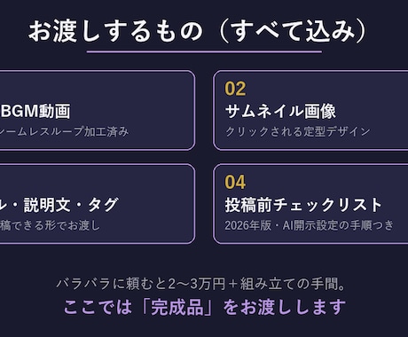 睡眠・作業用BGM動画を1時間まるごと制作します 曲・映像・サムネ全部込み。サンプルを見てから買えます イメージ2