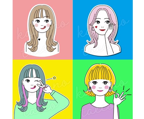 おしゃれでポップ！かわいいアイコンお作りします 商用利用可★表情やポーズ違いもセットで作成できます！ イメージ2