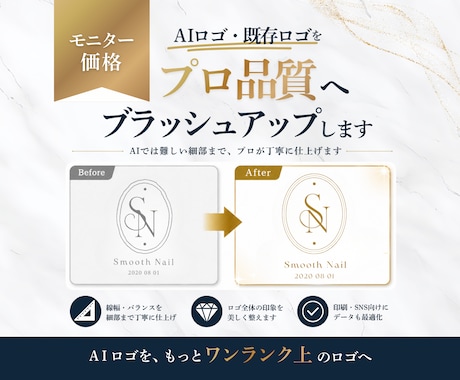 モニター価格｜【AI・既存ロゴ】をブラッシュします 元デザインを活かしながら、AIでは難しい細部まで仕上げます◎ イメージ1