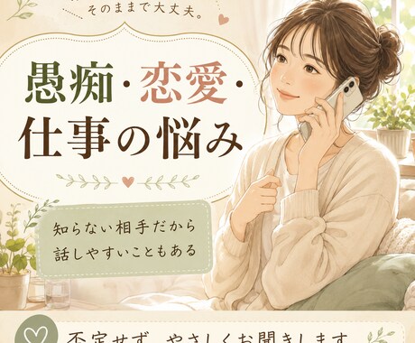 誰にも言えない気持ち、否定せずゆっくりお聞きします 知らない人だからこそ、話せることもあると思います。 イメージ2