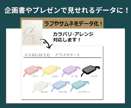 ラフを商品提案用にデータ化します アイデアを資料向けに展開。カラバリ・形状アレンジも対応可 イメージ2