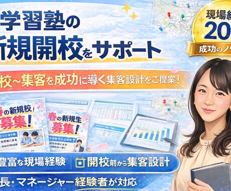学習塾の新規開校を集客設計からサポートしますます 開校前〜集客まで一貫して設計・サポートします イメージ1